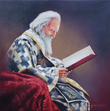 Portret Patrijarha Pavla- uramljeno ulje na platnu, 40x40cm, autor Simic Dragana