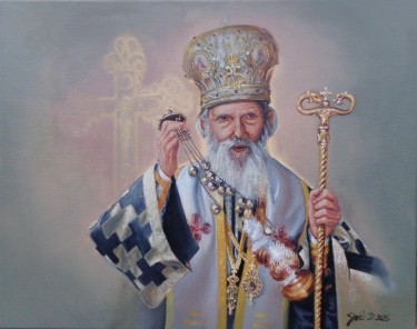 Portret Patrijarha Pavla- uramljeno ulje na platnu, 40x50cm, autor Simic Dragana