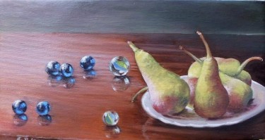Klikeri i kruške- ulje na platnu 20x35cm, autor Simic Dragana