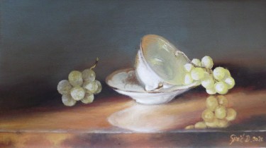 Porcelanska soljica- ulje na platnu 28x43cm, autor Simic Dragana
