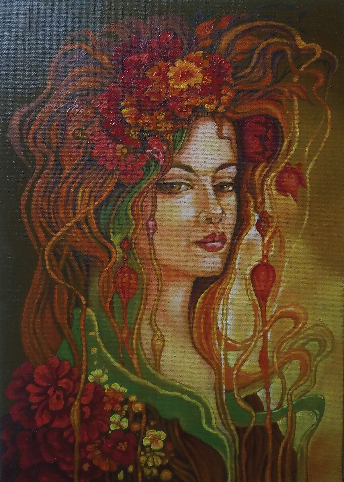 Портрет жене са цвећем