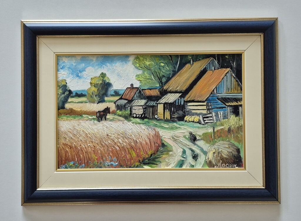 Ulje na lesonitu - Seoski kutak, prelepa slika