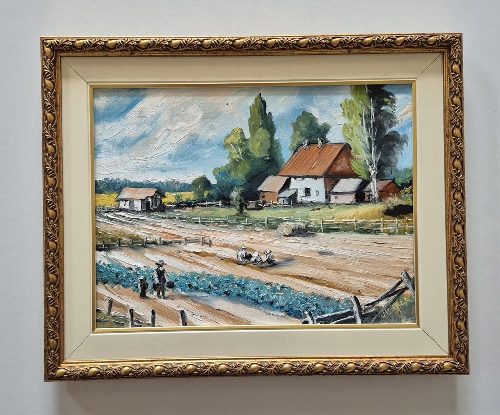 Ulje na platnu - Zivot u selu, prelepo