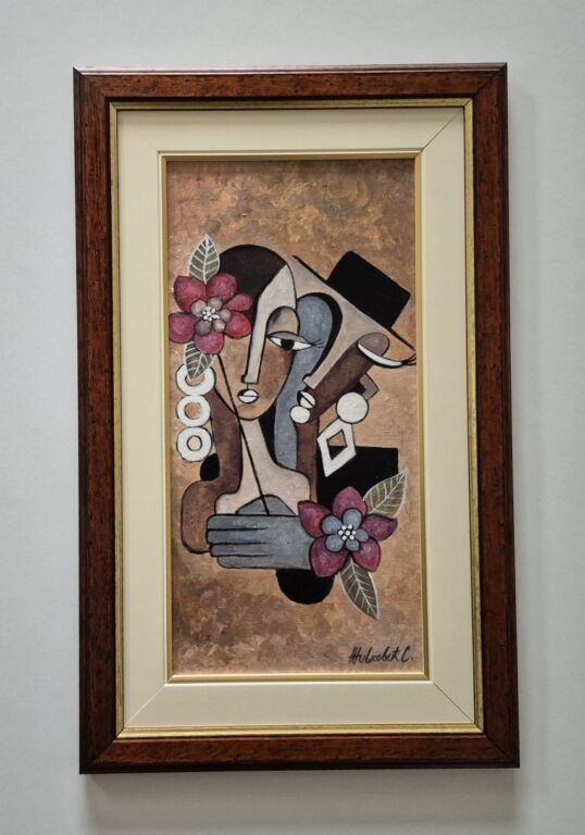 Ulje na platnu - Dzentlmen i dama, prelepa slika