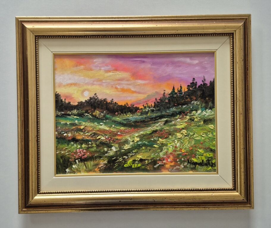 Ulje na platnu - Zlatan zalazak sunca, prelepa slika