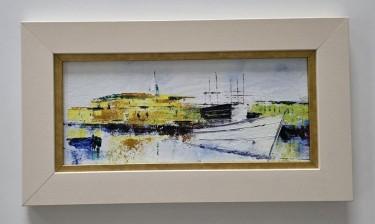 Ulje na platnu - Tisina pristanista, prelepo, autor Dusko Dule