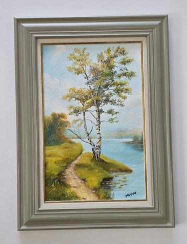 Ulje na platnu - Breza na obali, autor Dusko Dule
