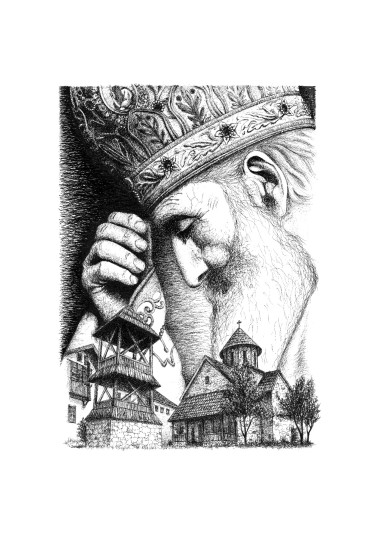 Crtež Patrijarh srpski Pavle, autor Miroslav Jovanović