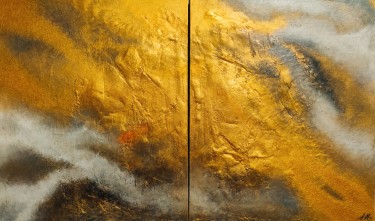 Diptih zlatna nebula, autor Modern Art Studio Modro i Zeleno