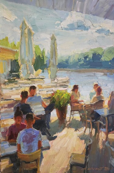 Kafic na vodi, autor Mihail Vaćaev