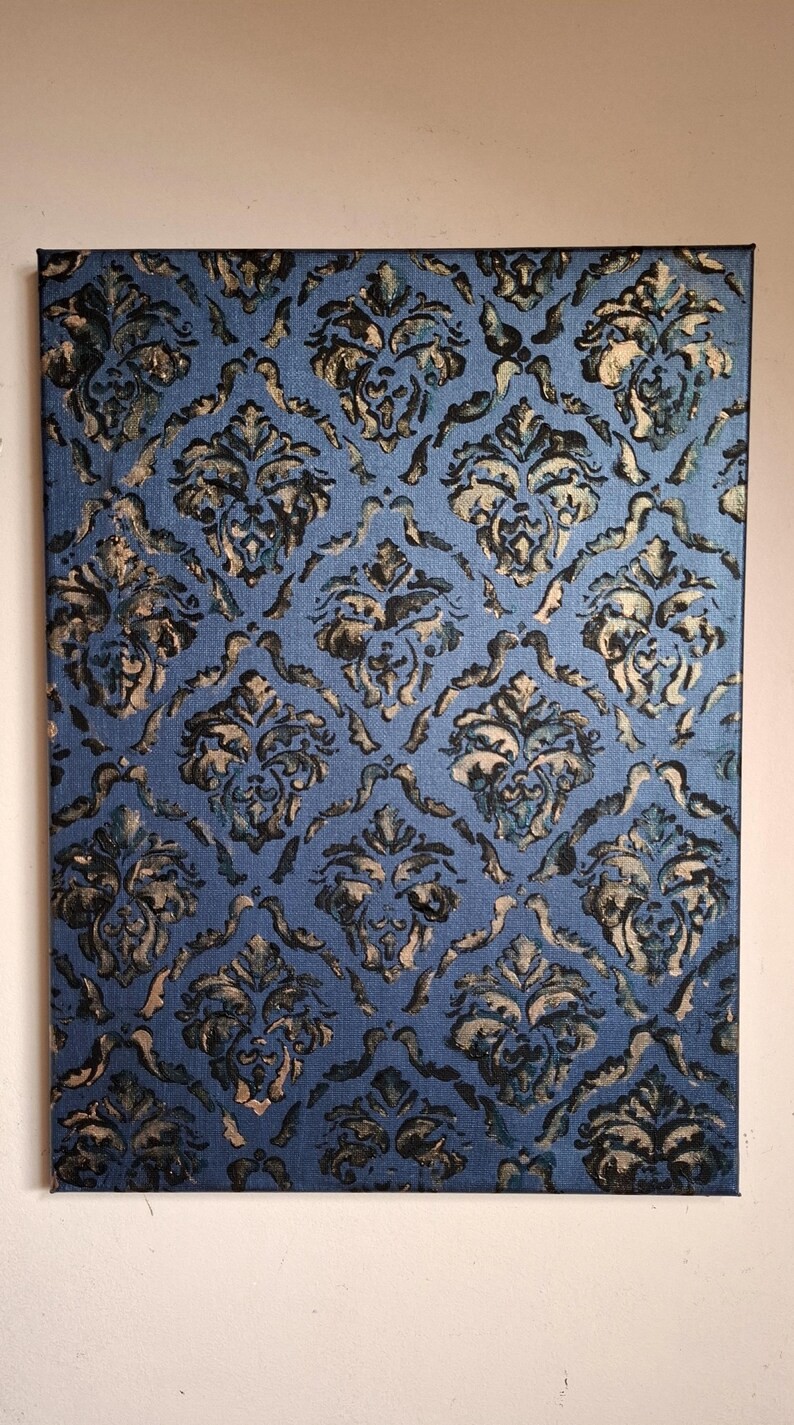 Damask plavo zlatno platno