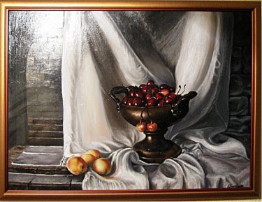 Činija sa višnjama 80x65cm, autor Aleksandar Krstić